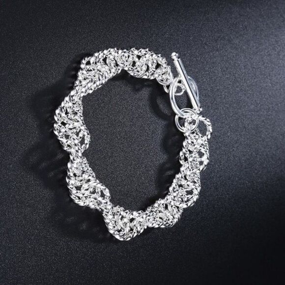 TOP DEAL, NEW,18KT WHITE GOLDP-LATED MESH BRACELET - Picture 2 of 4